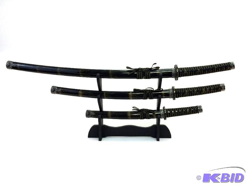 Three SamuraI Swords on Stand