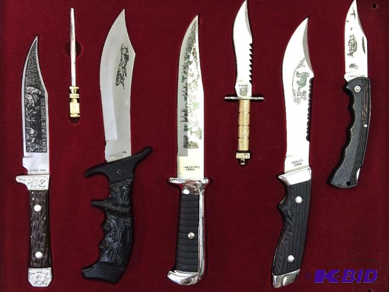Collection of 6 Knives - Five are Straight Blade and 1 Folding Knife