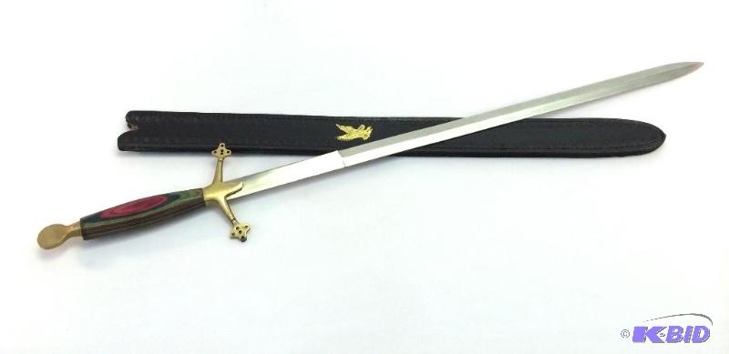 Sword with Wooden & Brass Handle & Sheath