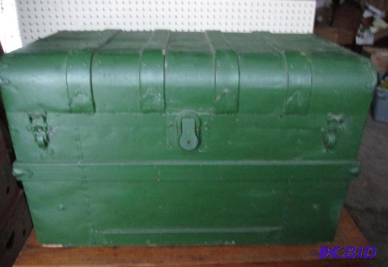 Trunk, painted green. 34 x 19&quot and 22 in...