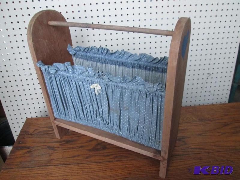 Cloth and wood frame magazine rack, 18&quot ...