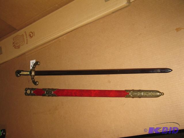 lot 104 image: Egyptian inspired sword, 36 inch, replica wit...
