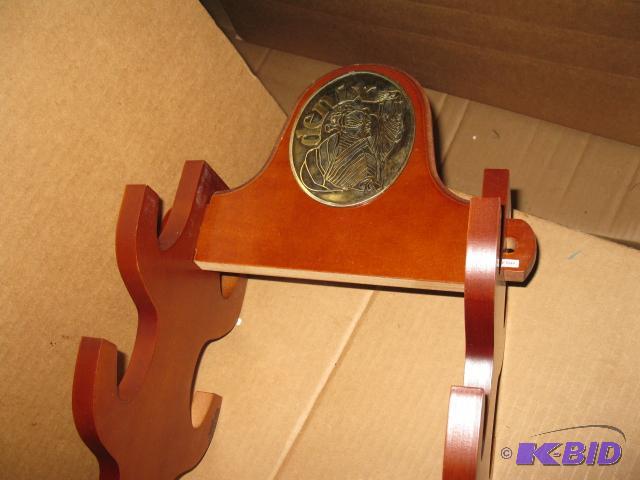 lot 114 image: double sided wood display rack for guns, kniv...