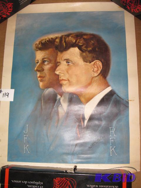 lot 119 image: Vintage 18x14 print of JFK and RFK, 1968 Dona...