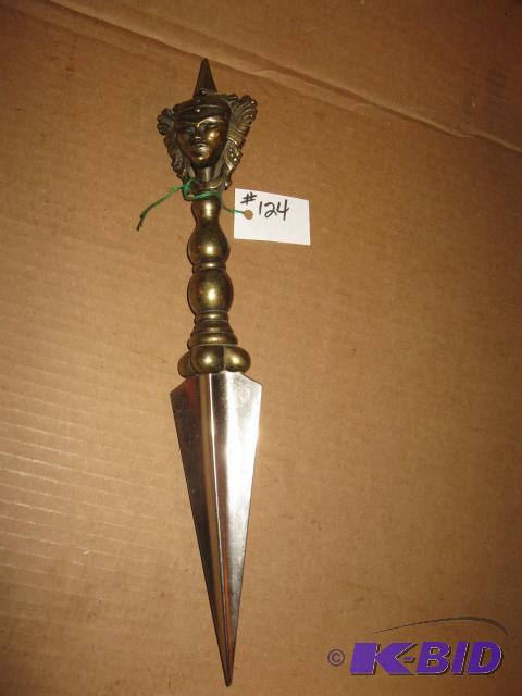 lot 124 image: Asian inspired knife, 14 inch, replica...