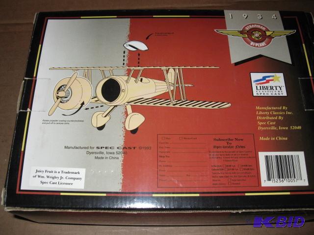 lot 136 image: Die Cast 1934 Stearman Bi-plane collectors ba...