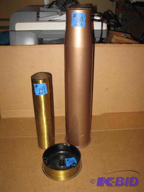 lot 141 image: Giant shell casing 90mm, shell casing 75 dec ...