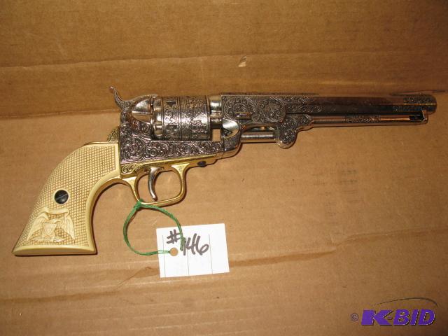 lot 146 image: Replica revolver, metal construction, engrave...