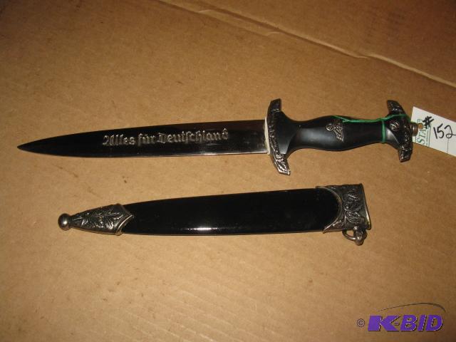 lot 152 image: Replica German knife with black sheath, new i...