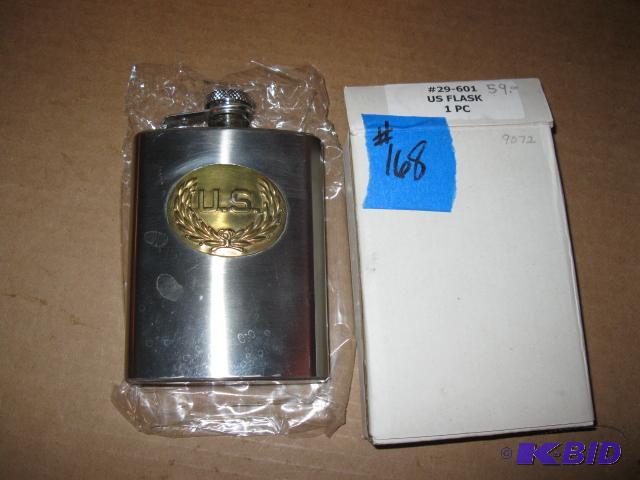 lot 168 image: U.S. Flask replica, stainless steel, 6 inch, ...