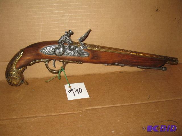 lot 170 image: Black powder pistol replica, wood and metal, ...