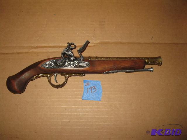 lot 173 image: Replica black powder pistol, heavy metal and ...