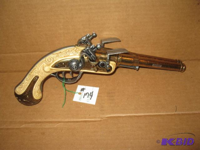 lot 174 image: Replica double barrel black powder 15 inch pi...