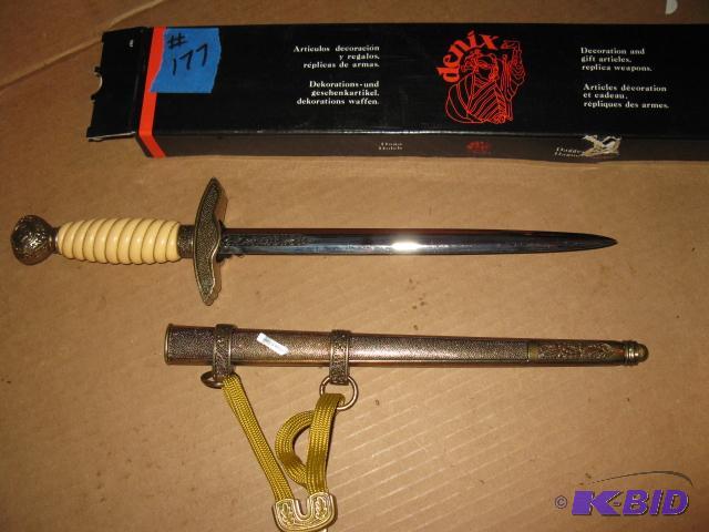 lot 177 image: Replica German knife with metal sheath and st...