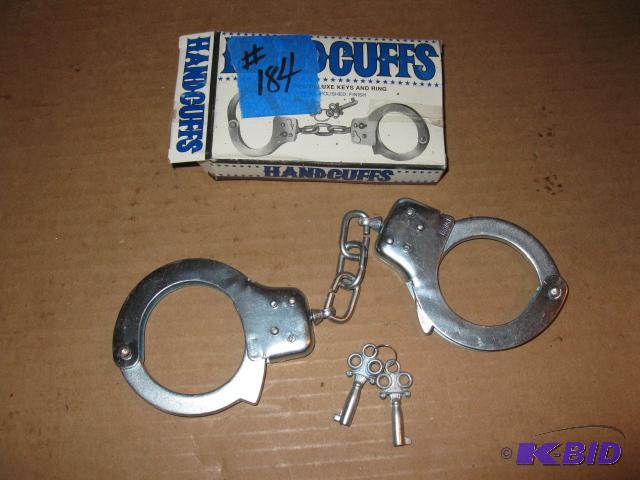 lot 184 image: handcuffs, 2 keys, works, replica...
