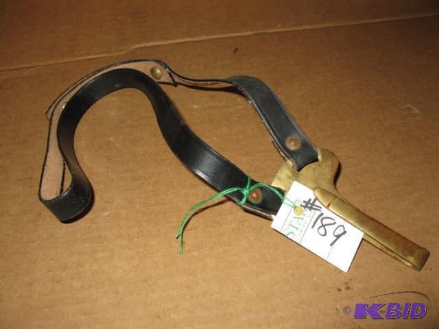 lot 189 image: Leather and metal sword hanger belt...