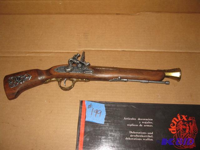 lot 199 image: replica black powder pistol, wood and metal h...