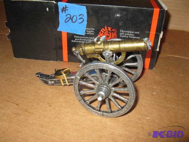 lot 203 image: Mini cannon replica, 6 inches, metal, heavy...