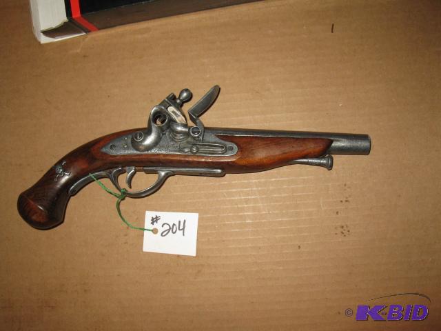 lot 204 image: replica black powder pistol, wood and metal h...