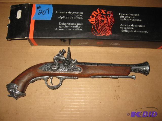 lot 207 image: replica black powder pistol, wood and metal h...