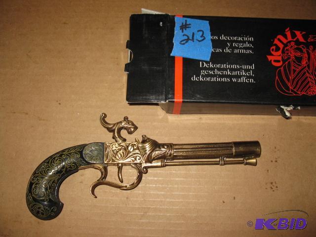 lot 213 image: replica black powder pistol, wood and metal h...