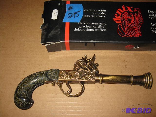 lot 215 image: replica black powder pistol, wood and metal h...
