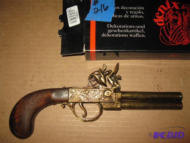 lot 216 image: replica black powder pistol, wood and metal h...