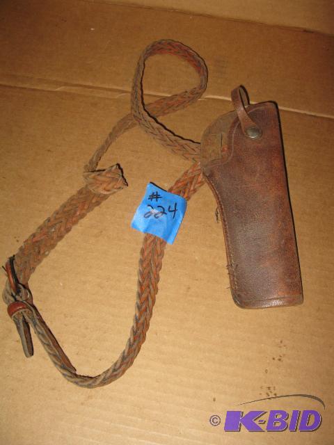 lot 224 image: Old leather belt and holster...