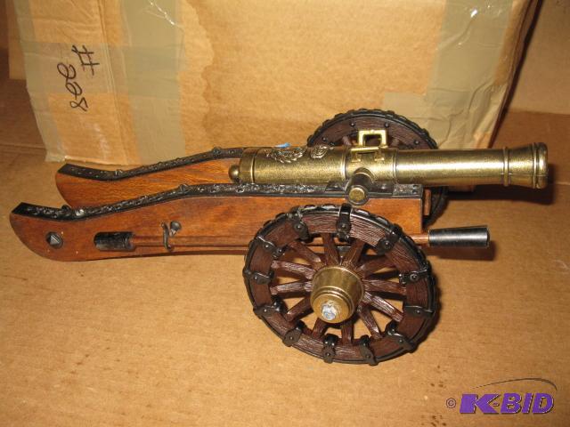 lot 228 image: Mini-cannon, 15 inches, wood and metal, heavy...