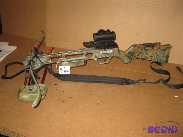 lot 232 image: Jaguar crossbow with scope arrows and camo fi...