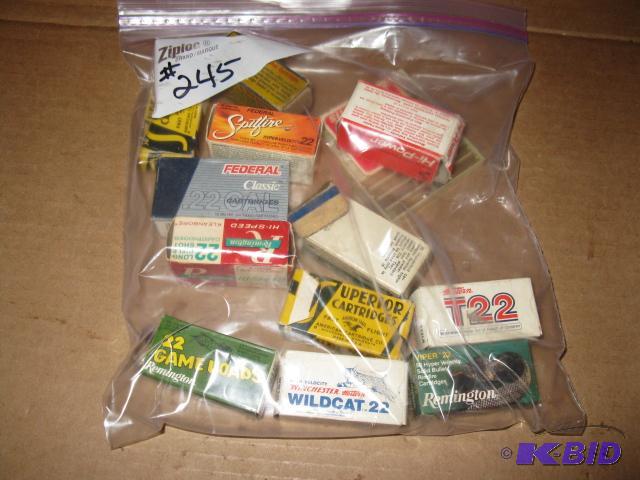 lot 245 image: Approx 450 rounds of .22 ammo...