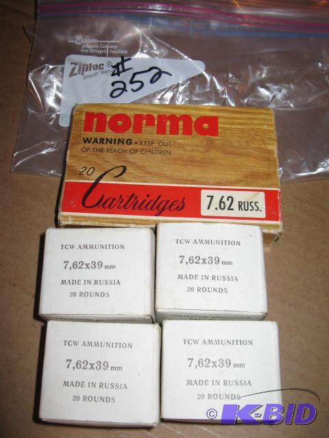 lot 252 image: Approx 80 rounds of 7.62x39 and a few 7.62x54...