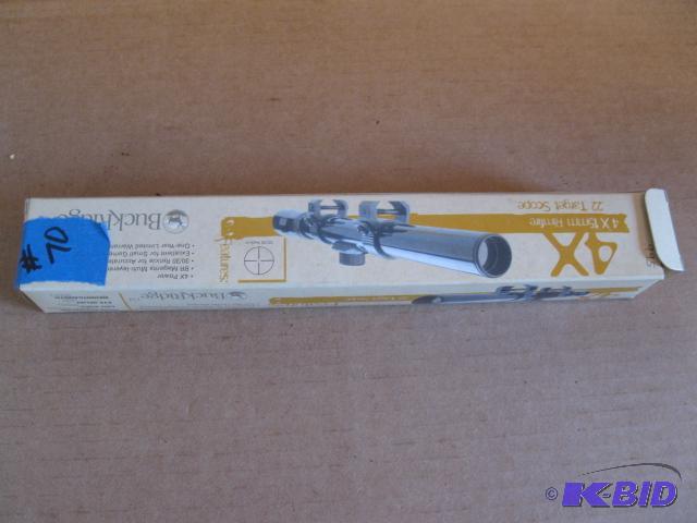lot 70 image: BuckRidge 4x15mm .22 target scope, new in box...