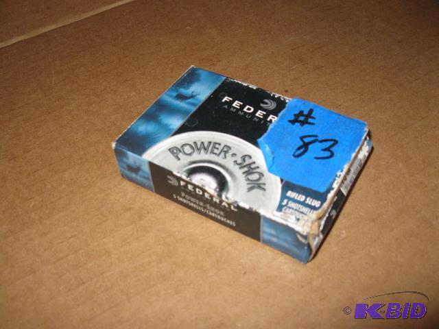 lot 83 image: 16 ga Federal Power Shock, One box of rifled ...