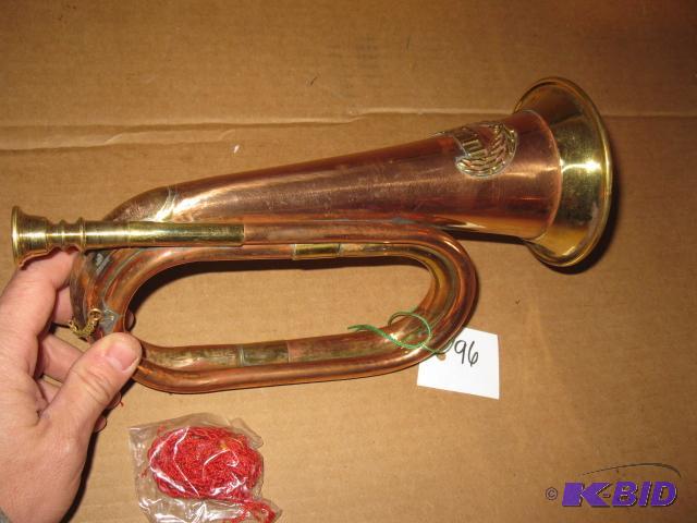 lot 96 image: U.S. Bugle, replica, metal, appears to actual...