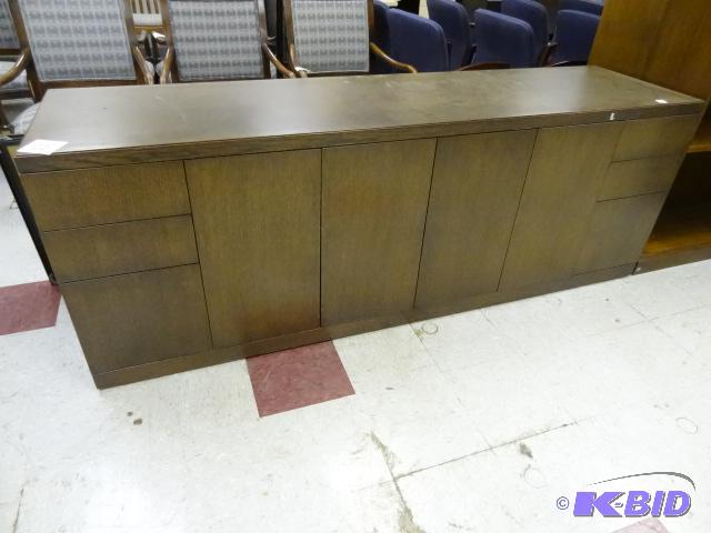 lot 122 image: Wood Credenza Unit. 6 Drawer, 4 Door 84 X 22 ...
