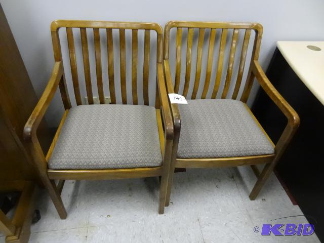 lot 142 image: 2 Matching Wood framed Side Chairs....