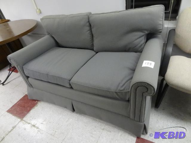 lot 155 image: Cushioned Love Seat.Very Nice Shape. Hickory ...