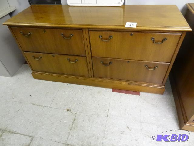 lot 158 image: Wood Credenza 4 Lateral Files Josco 61 X 19 X...