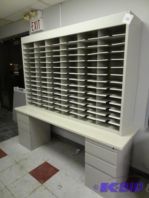 lot 160 image: Metal File Sorter on Desk with 6 Drawers. 78 ...