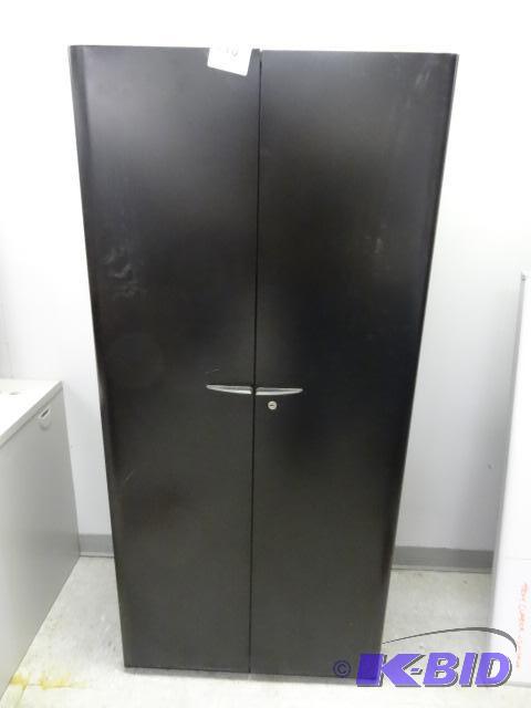 lot 170 image: 2 Door Metal Cabinet, 3 Shelves 30 X 19 X 65...