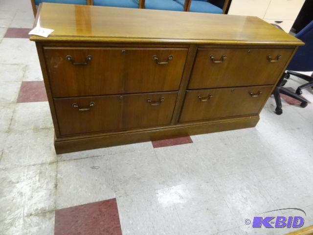 lot 173 image: Wood Credenza 4 Lateral Files Josco 61 X 19 X...