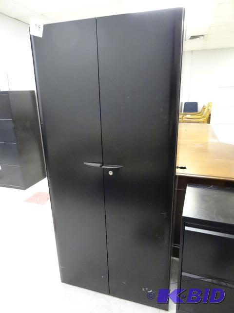 lot 178 image: 2 Door Metal Cabinet, 3 Shelves 30 X 19 X 65...