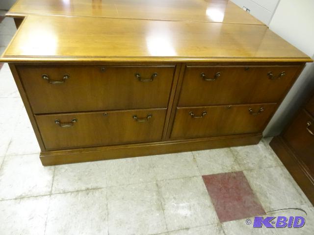 lot 191 image: Wood Credenza 4 Lateral Files Josco 61 X 19 X...