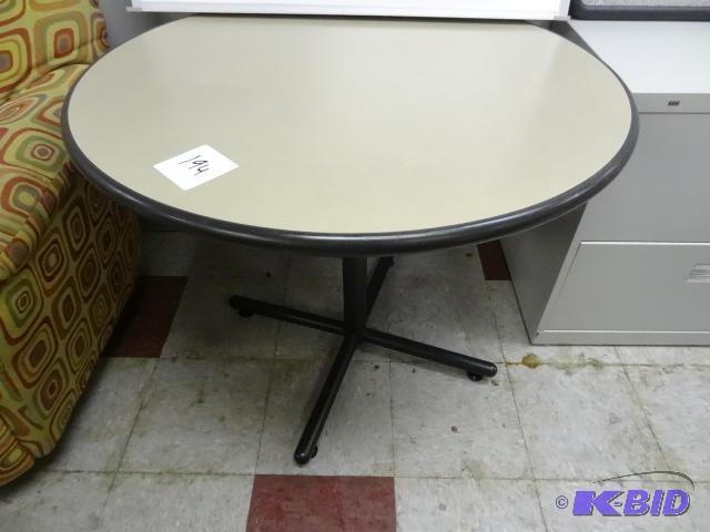 lot 194 image: 36" Round Metal Framed Table...