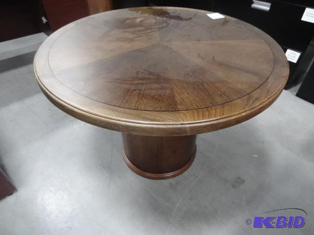 lot 230 image: Wood Round Table 42 X 29...