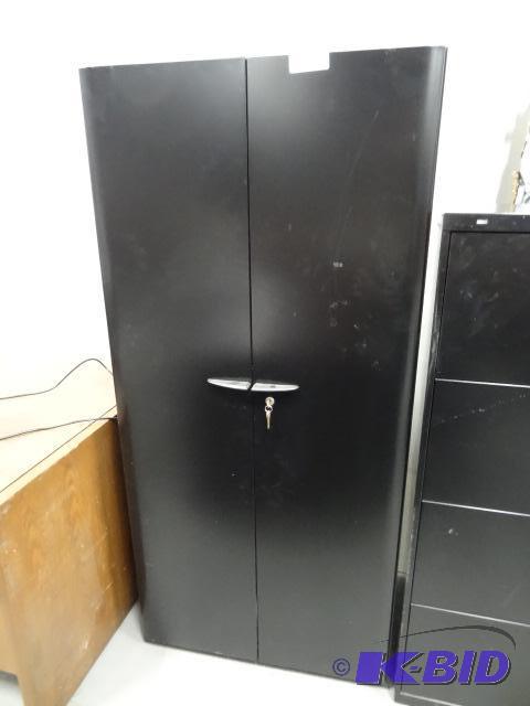 lot 232 image: 2 Door Metal Cabinet. 4 Shelf. 30 X 19 X 65...