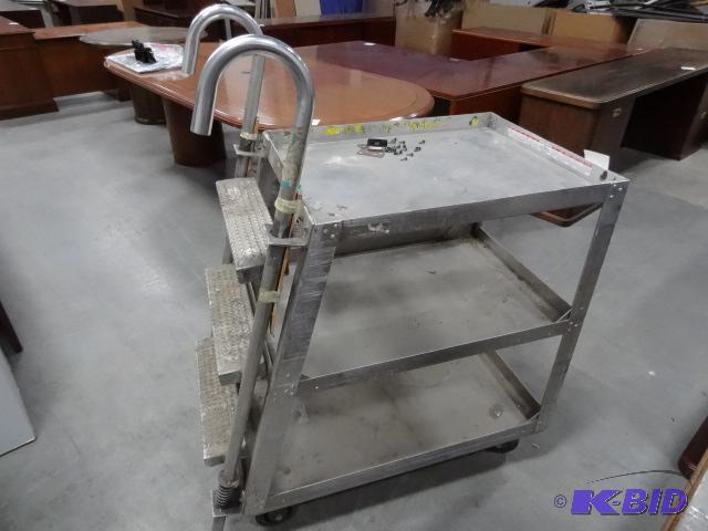 lot 240 image: Aluminum Shop Cart with Built in Ladder 23 X ...