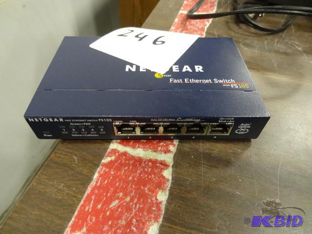 lot 246 image: Net Gear 5 Port Fast Ether Net Switch. FS105...