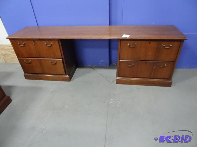 lot 265 image: Wood CredenzaDesk. 4 Lateral Drawers. Left S...